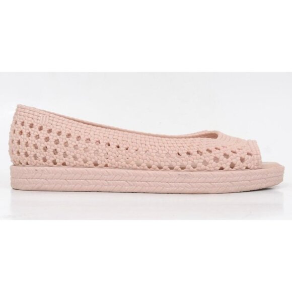 Melissa x Jason Wu Pink Woven Peep-Toe Flat Flatform Rubber Sandal Women's 9 - Picture 2 of 7